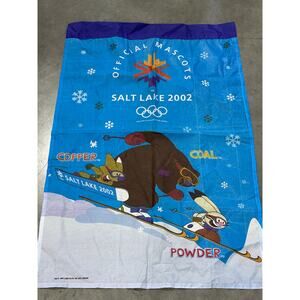 Salt Lake 2002 Official Mascots Flag Olympics Memorabilia ~ 260325-WH 1039
